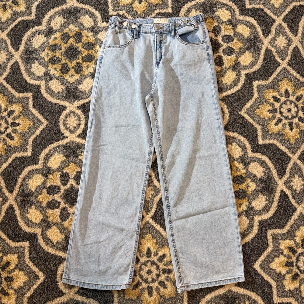 OAT New York High Rise Wide Leg Light Wash Jeans | Size 2